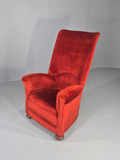 Vintage Rocking Chair Mid Century Red Velour 1950s Retro EB12794