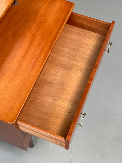 Vintage 1970s Bedside Cabinet Chest Of Drawers Cherry Mirror Retro EB12302