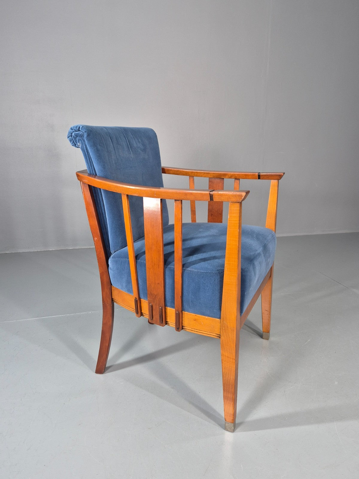 6 Art Deco Style Elbow Chairs Scandinavian Modern Blue Velvet   EB10935 VDIN