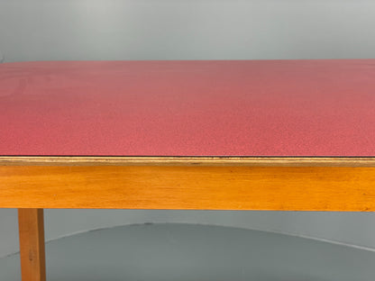 Vintage 1960s Kitchen Table Red Formica Retro Exposed Ply EB12194