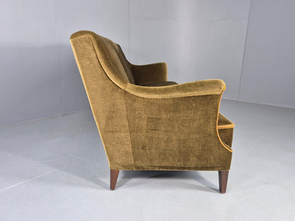 Vintage Mid Century 3 Seater Sofa Green Velour Upholstery Danish Design EB12731