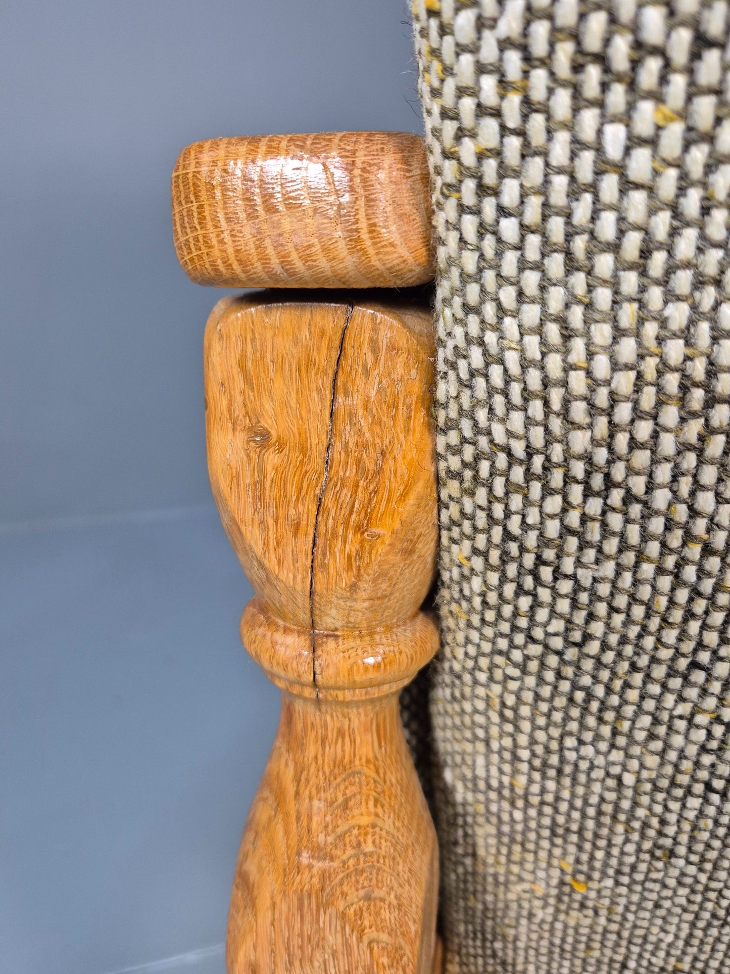 Vintage Danish Kjaernulf Style Oak and Wool Lounge Chair 1970s Retro EB9596