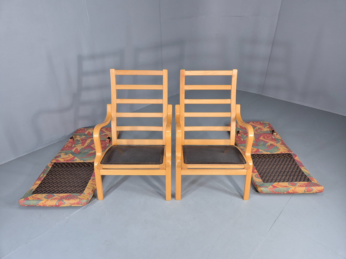2 Vintage 1980s Lounge Chairs by Stouby Bentwood frame Retro MCM  EB12833