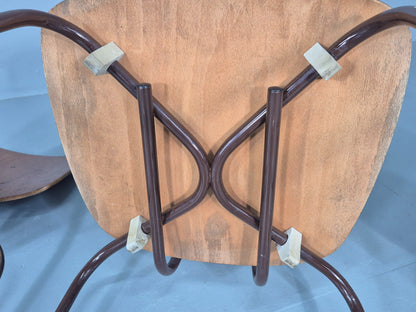3 Vintage Danish Stacking Chairs Industrial Design Steel Teak Retro 60s Eb12491