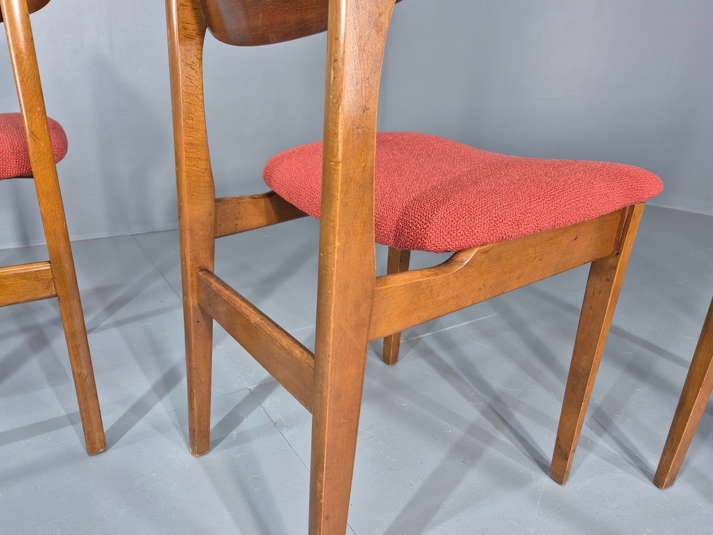 4 Vintage 1960s Dining Chairs, Beech and Teak Frames With New Upholstery EB11889