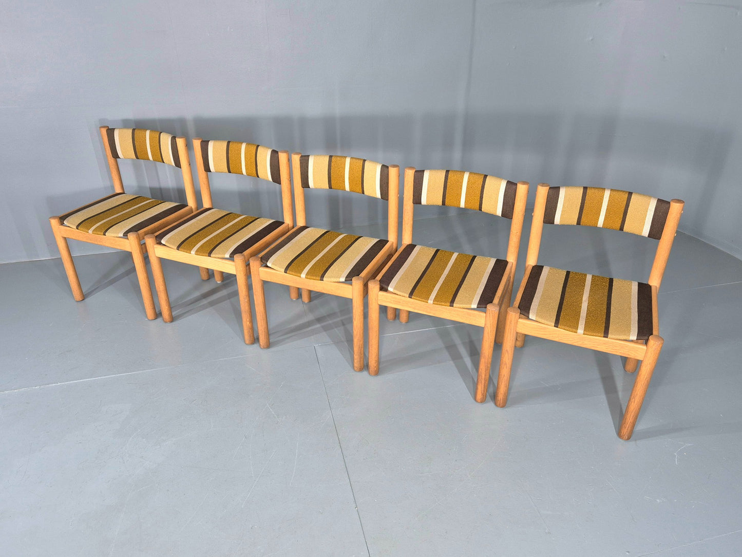 5 Vintage Mid Century Danish Dining Chairs Beech Oak 1970s Retro EB12150