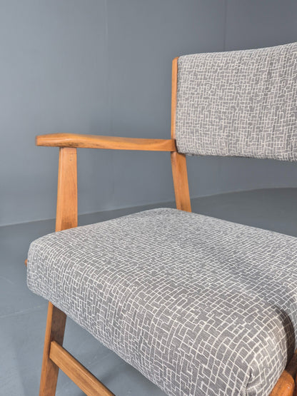 Vintage Mid Century Elbow Chair with New Upholstery 1950s Retro EB12983