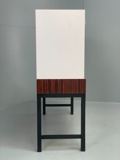 Vintage Cabinet White Formica Darkwood Retro 1960s Shelving Mid Century EB12517