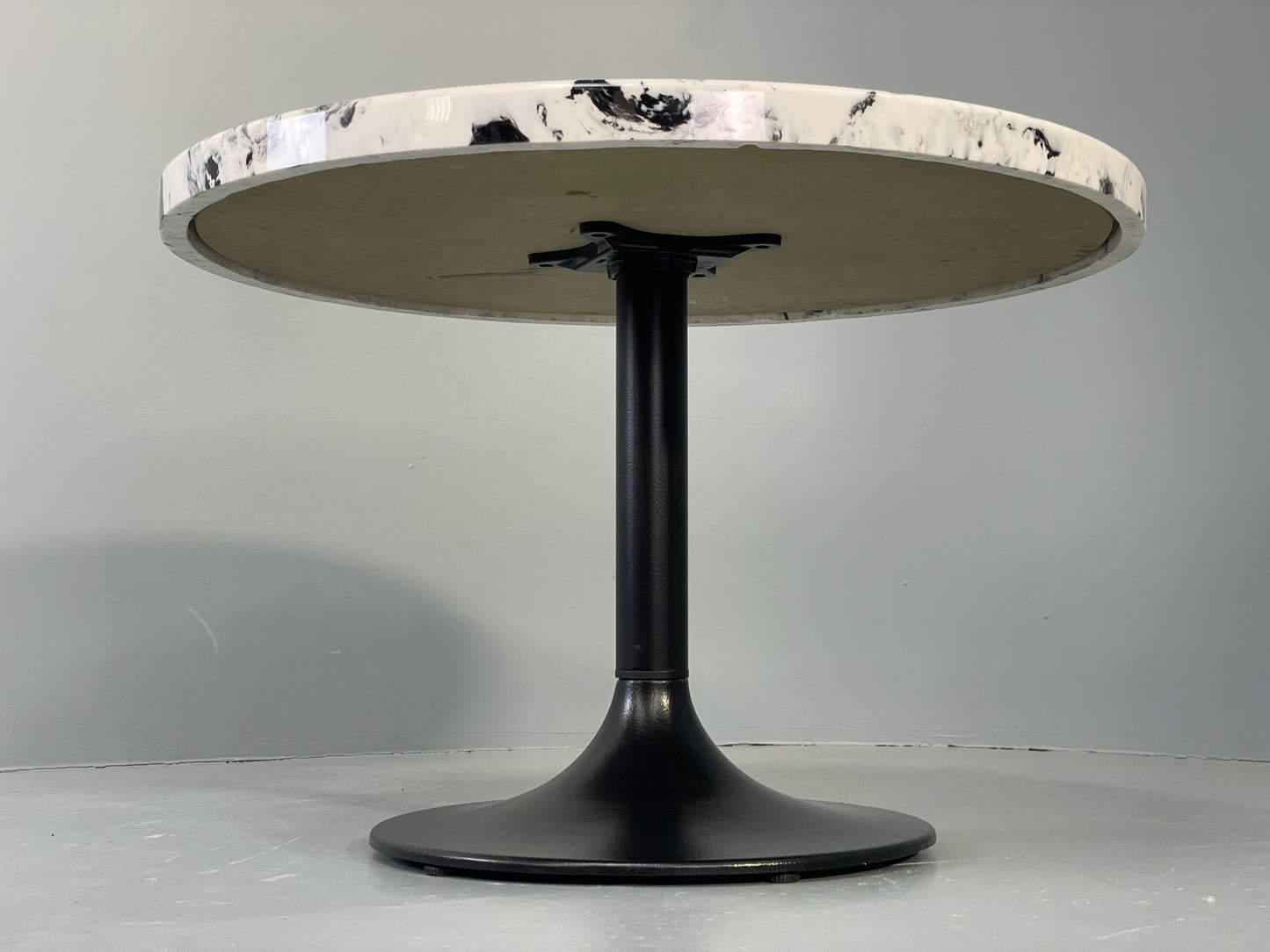Modern Faux Marble Table Black Metal Base Circular 80cm EB12802
