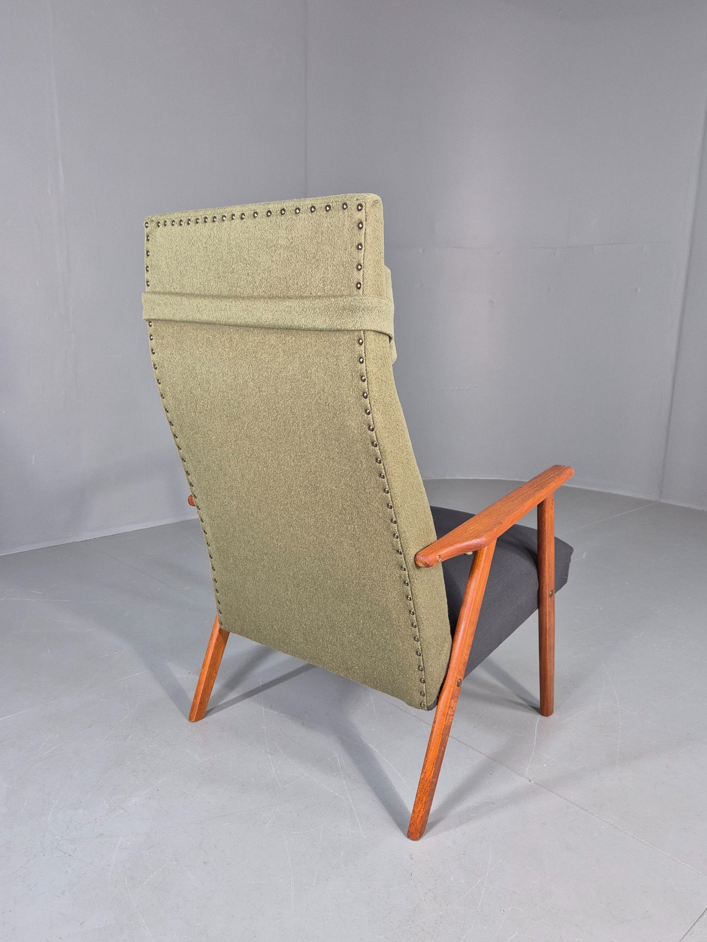 Vintage Mid Century Danish Lounge Chair Teak Frame High Back 1960s Retro EB12125