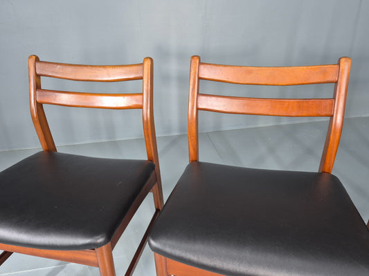 4 Vintage Jentique Dining Chairs Teak Frames Black Vinyl 60s RETRO MCM EB1195