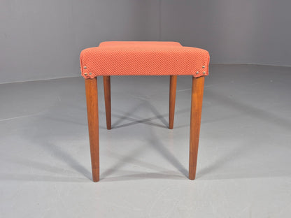 Vintage Mid Century Footstool Danish Design Peach Upholstery Teak Legs  EB12050