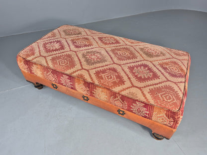 Vintage Tetrad Eastwood Footstool Leather Kilim Upholstery Large EB12038