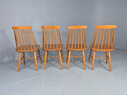4 Vintage 1970s Retro Dining Chairs Scandinavian Stick Back Design EB12257