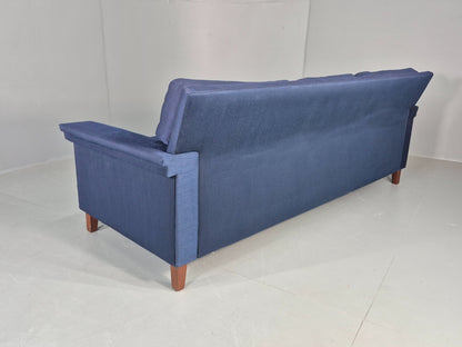 Vintage 3 Seater Sofa Mid Century Danish Dark Blue Wool Retro 1960s  EB12230