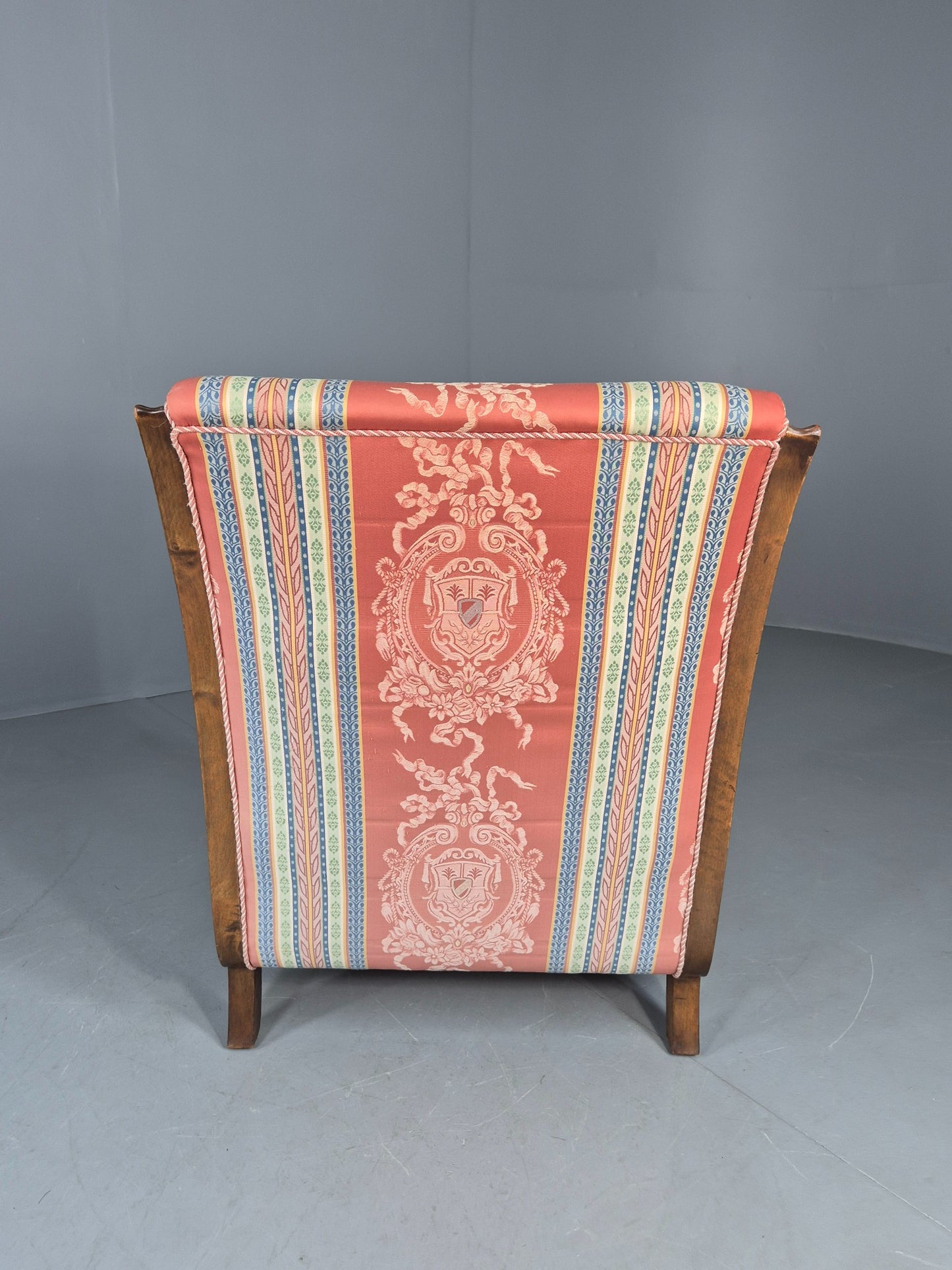 Vintage Danish Arm Chair Bergere Sides Carved Beech Frame 1920s EB12675