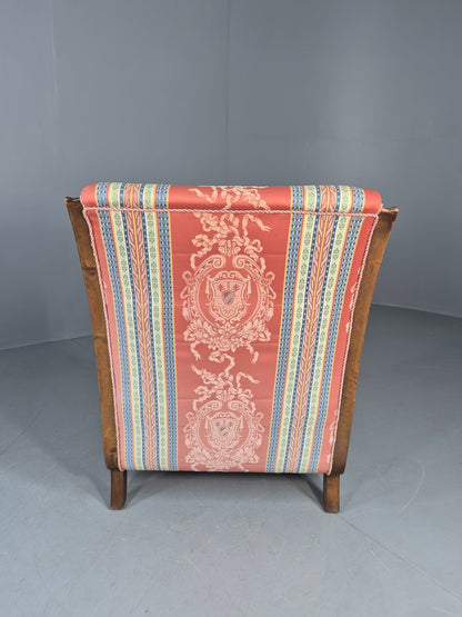 Vintage Danish Arm Chair Bergere Sides Carved Beech Frame 1920s EB12675