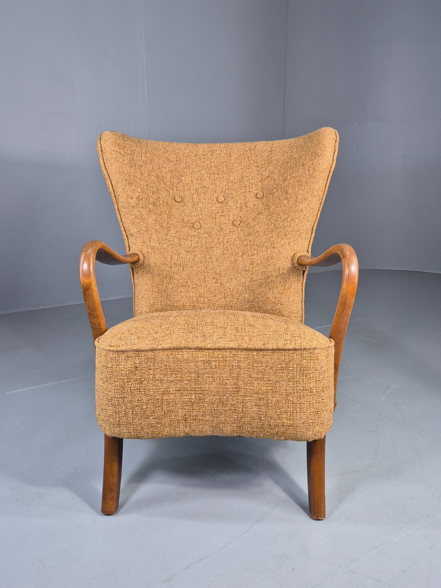 Vintage Mid Century Armchair Slagelse Mobelvaerk 1950s Newly Upholstered EB12790