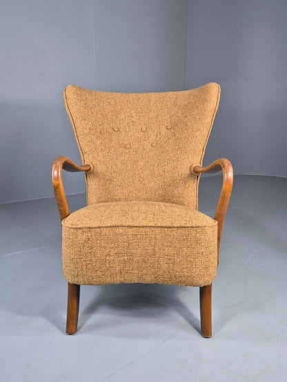 Vintage Mid Century Armchair Slagelse Mobelvaerk 1950s Newly Upholstered EB12790