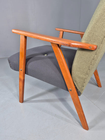 Vintage Mid Century Danish Lounge Chair Teak Frame High Back 1960s Retro EB12125