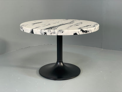 Modern Faux Marble Table Black Metal Base Circular 80cm EB12802