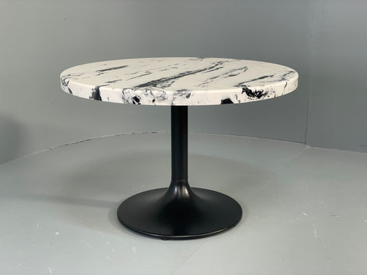 Modern Faux Marble Table Black Metal Base Circular 80cm EB12802