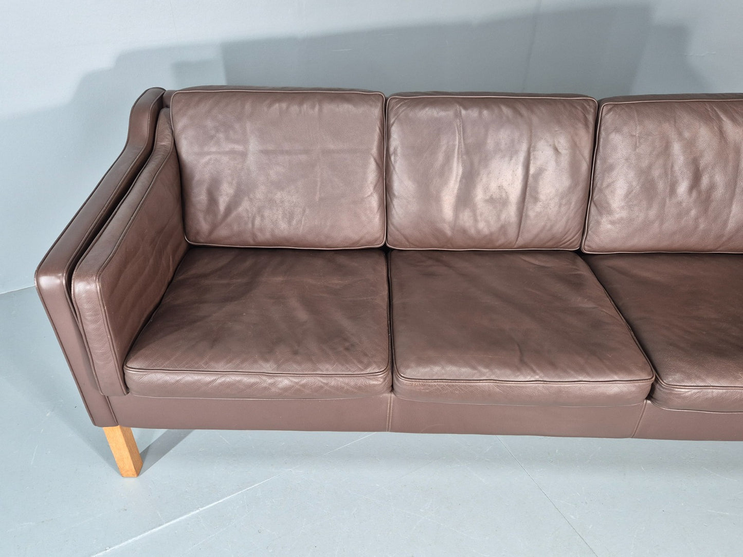 Vintage 3 Seater Sofa Mid Century Retro Brown Leather Mogensen  EB11637 M3SS
