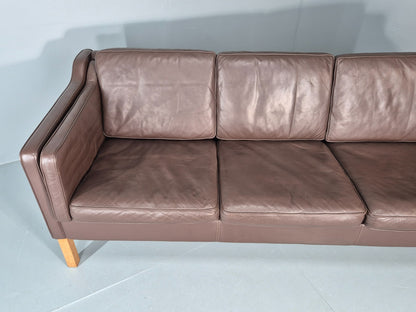 Vintage 3 Seater Sofa Mid Century Retro Brown Leather Mogensen  EB11637 M3SS