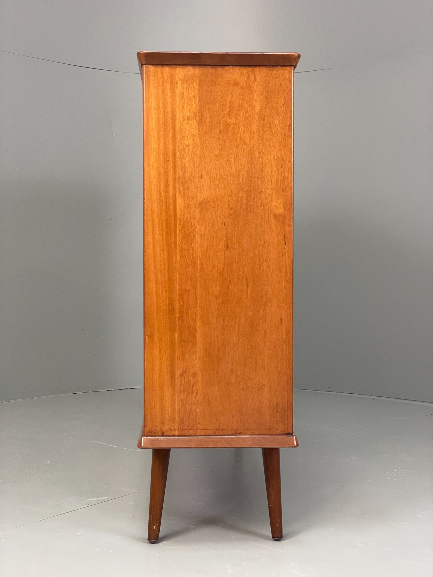 Vintage Glazed Bookcase Cabinet 1960s Mid Century Teak Shelving EB12629