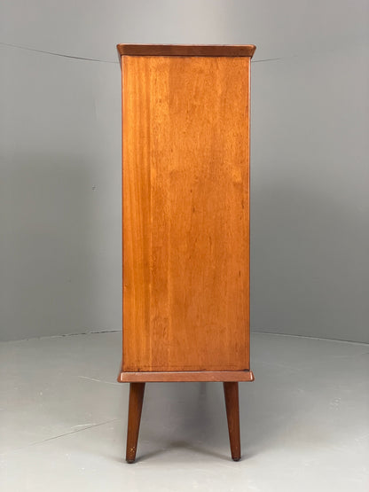 Vintage Glazed Bookcase Cabinet 1960s Mid Century Teak Shelving EB12629