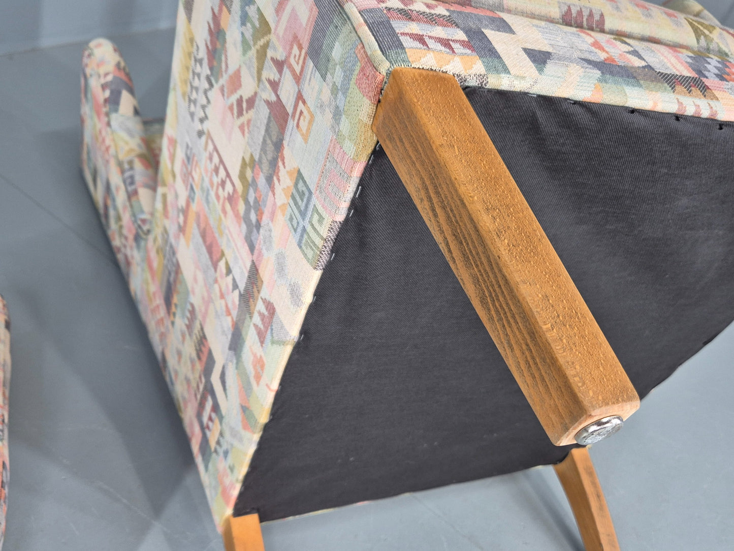 Vintage Danish Wing back Armchair and Stool 1980s Retro MCM EB12139