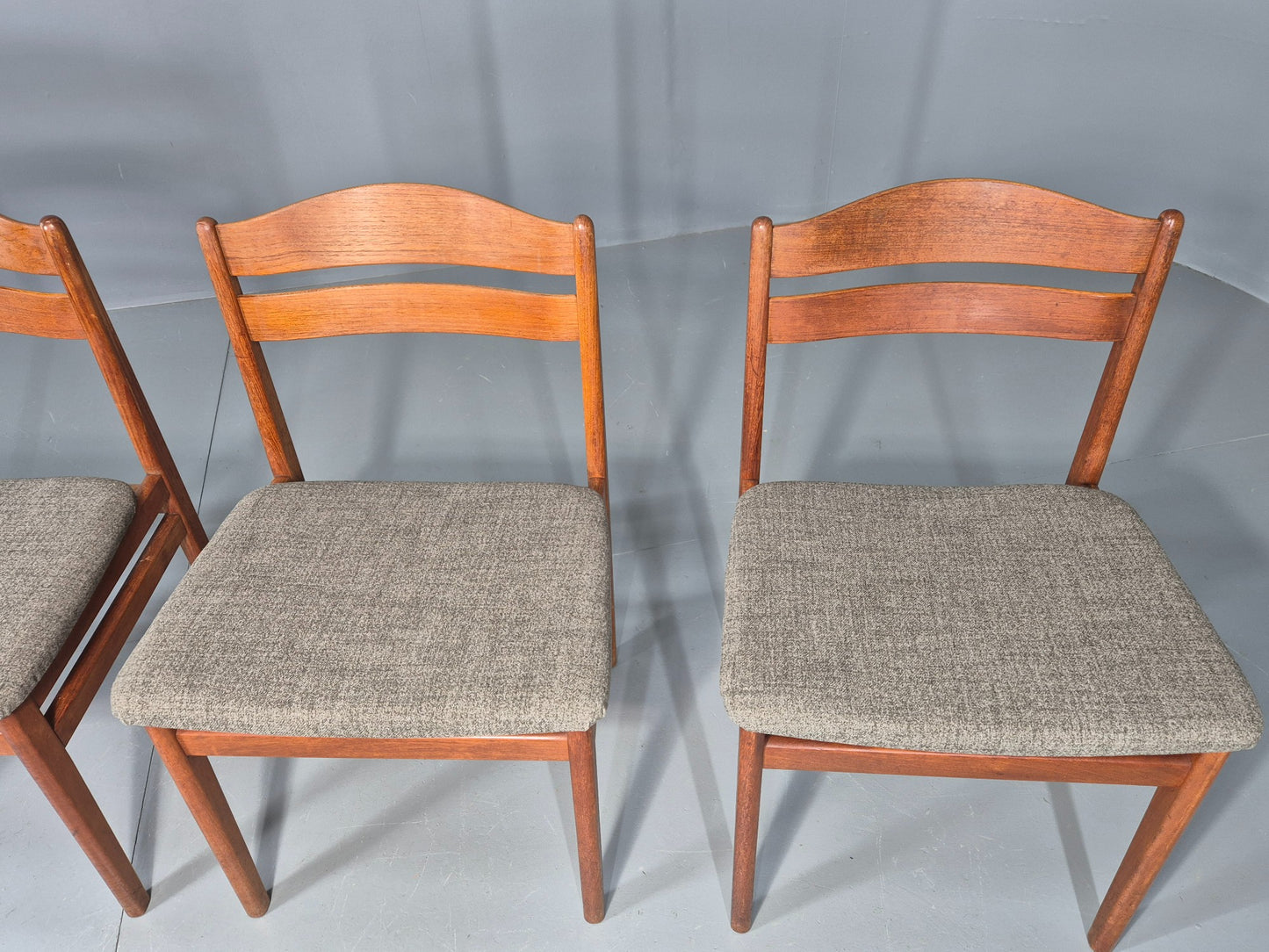 4 Vintage Danish Dining Chairs Teak Frames New Upholstery Boltinge 1970s EB12263