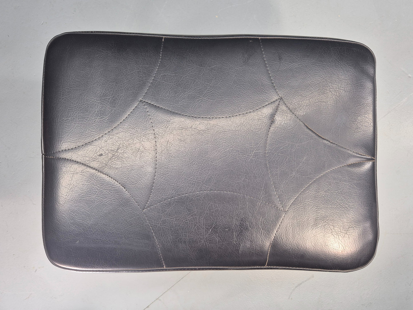 Vintage Mid Century Danish Black Vinyl Footstool Retro 1960s EB12265