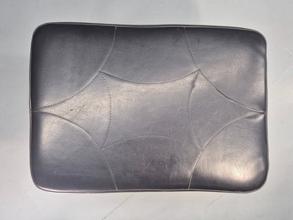 Vintage Mid Century Danish Black Vinyl Footstool Retro 1960s EB12265