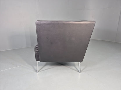Vintage Leather Armchair Chrome Base Modern Design Orangebox Dee-01 EB12568