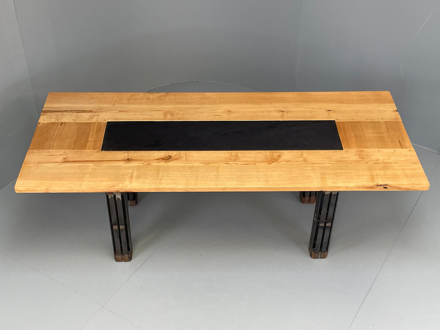 Handmade Dining Table Ash & Steel Frame Designed Tim Germain Slate EB12621