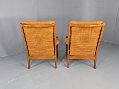 2 Vintage 1960s Lounge Chairs Beech and Orange Cintique Retro MCM  EB11930