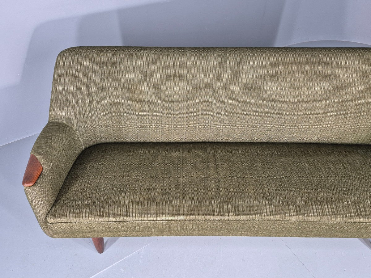 Vintage 3 Seater Thams Sofa Mid Century Green Wool Teak Paws 1960s Retro EB12390