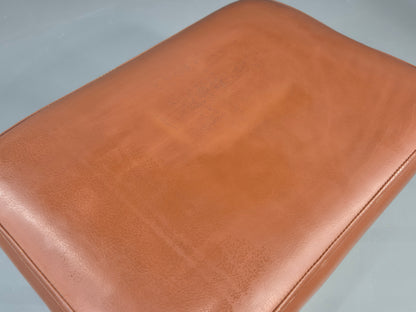 Vintage Danish Mid Century Footstool Teak Legs Brown Vinyl  1960s Retro EB12023