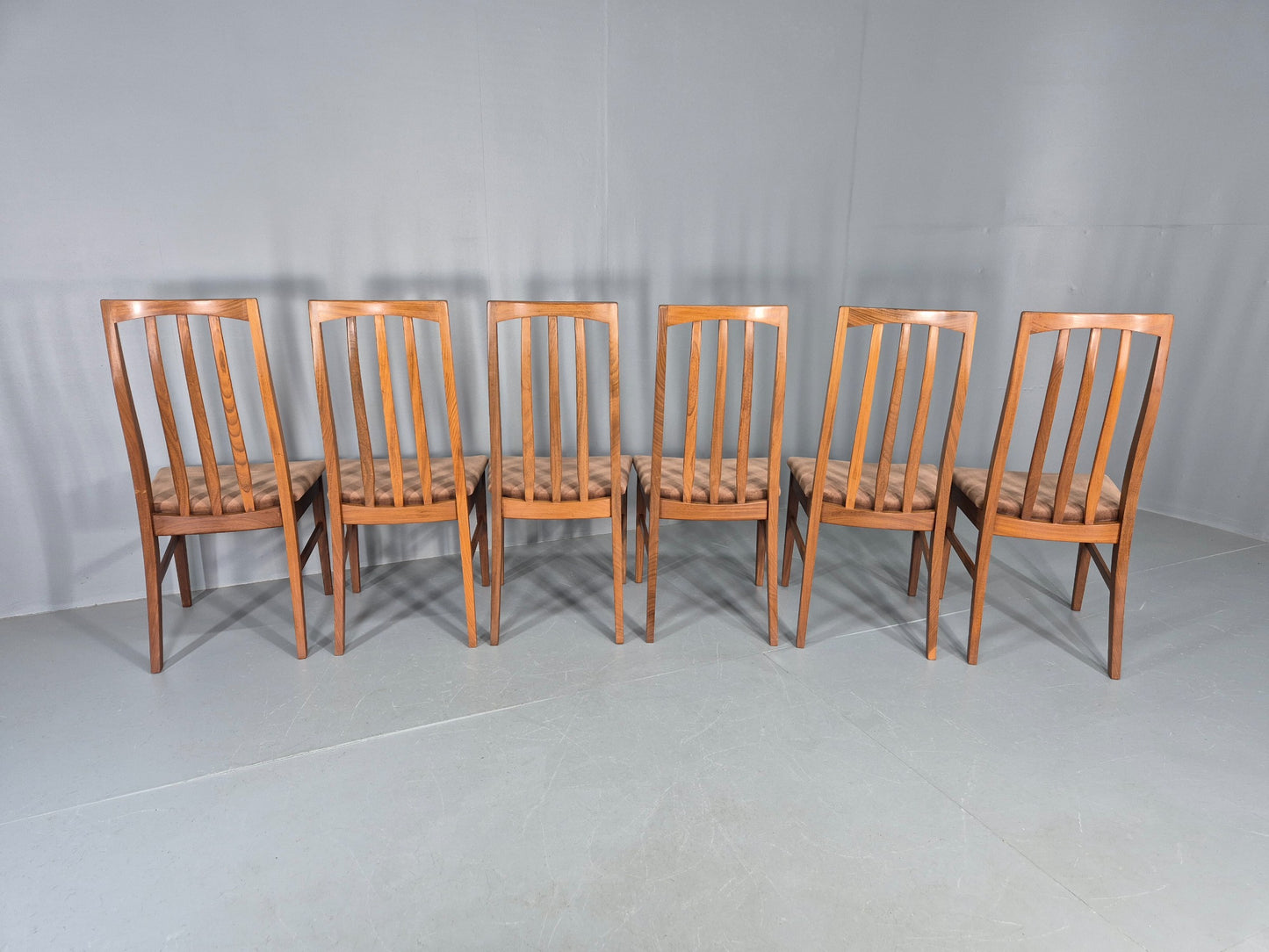 6 Vintage Mid Century Dining Chairs Teak 1970s Original Retro EB12254