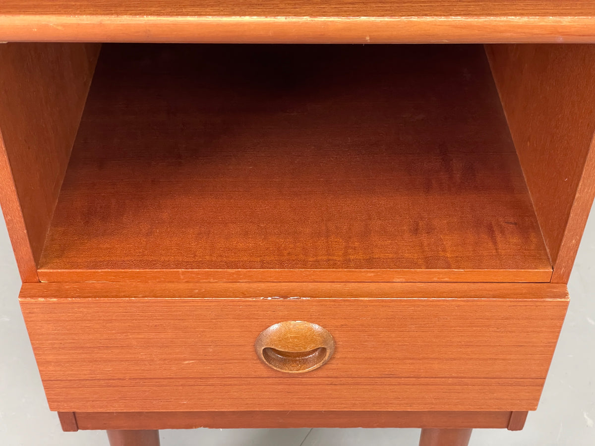 Vintage Teak Bedside Cabinet By Shreiber Mid Century Drawer Retro 1960s EB13166