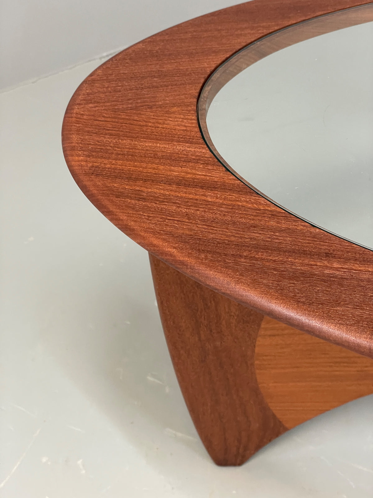 G Plan Astro Coffee Table Oval Teak 1960s Mid Century Vintage Glass Top EB12950
