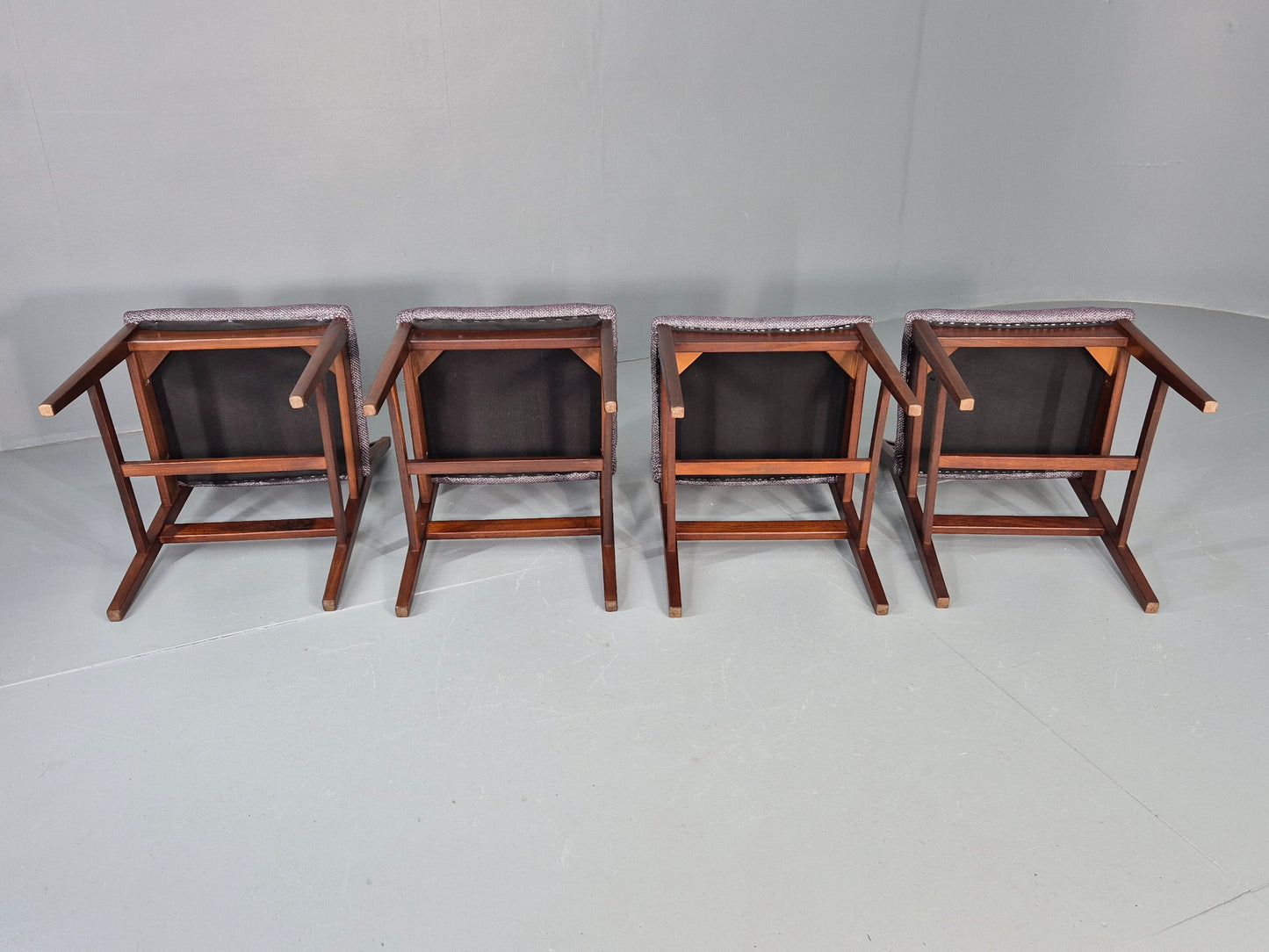 4 Vintage Teak Dining Chairs 1960s Mid Century with New Upholstery Retro EB11765