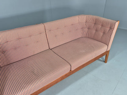 Vintage Stouby 3 Seater Sofa Stick Back Frame with Check Cloth Cover MCM EB13047