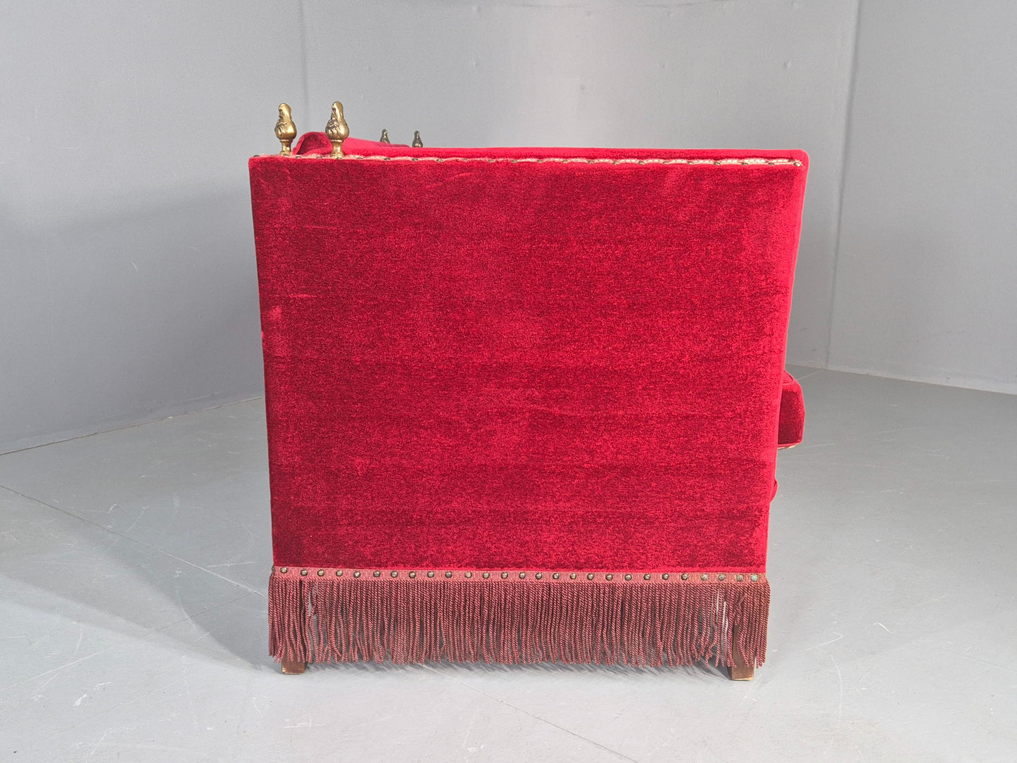 Vintage Danish 2 Seater Sofa Knole Style Red 1950s Tassels Drop End EB12720