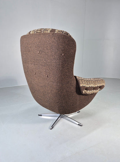 Vintage Egg Chair 1980s Retro Original Cloth Modern Design Brown Cream EB13066