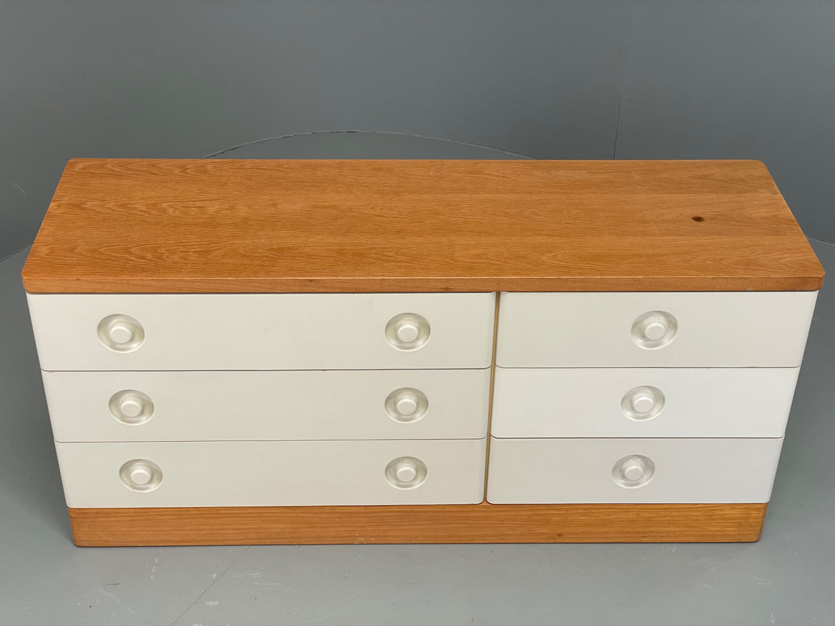Vintage Chest Of Drawers By Stag White Retro 1980s Mid Century Oak Top EB12955