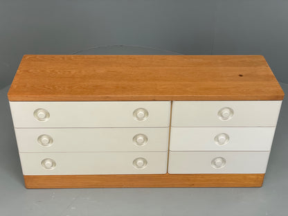 Vintage Chest Of Drawers By Stag White Retro 1980s Mid Century Oak Top EB12955