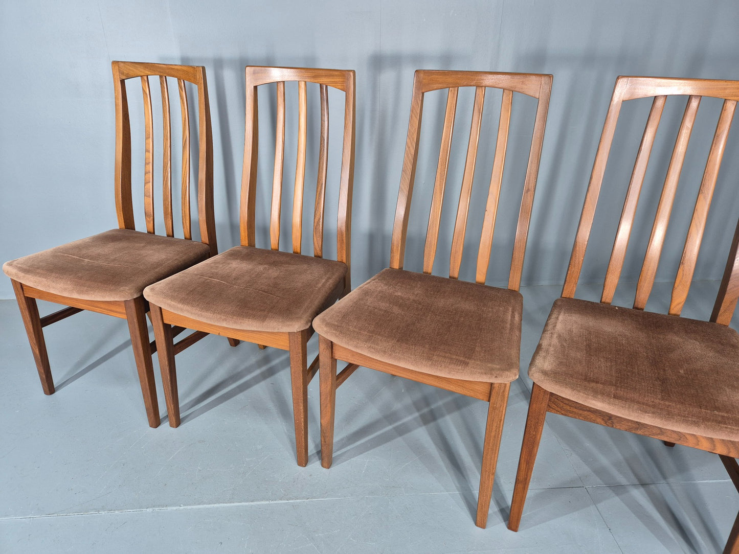 6 Vintage Mid Century Dining Chairs Teak 1970s Original Retro EB12254