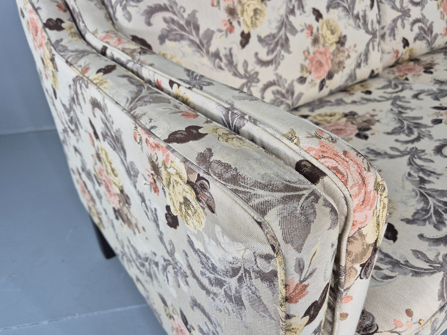 Vintage Danish 2 Seater Sofa 1970s Classical Floral Print Mid Century EB12540
